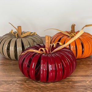 Mason Jar Ring Pumpkins / Canning Jar Ring Pumpkin / Pumpkin Mason Jar / Rustic Pumpkin Decor