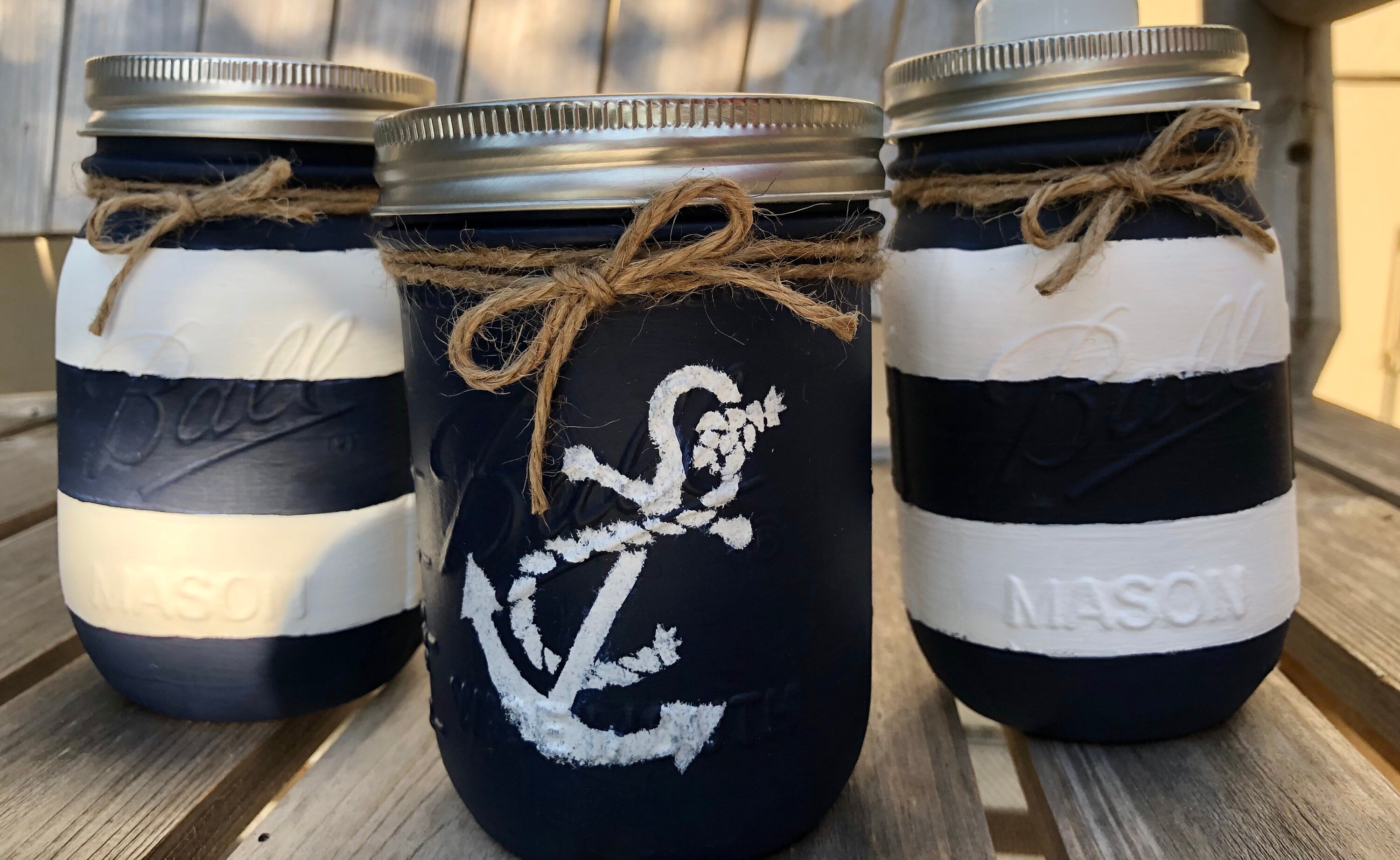 Nautical Bathroom Mason Jars