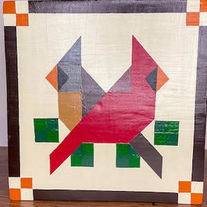 BARN QUILT Red Cardinal | Wooden Barn Quilt | Wood Barn Quilt Sign | Farm Quilt Design