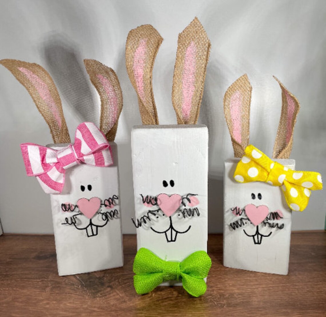 Block Rabbits Wood Bunny Wood Blocks / Easter Bunny Wood Blocks / Easter Decor / Shelf ...