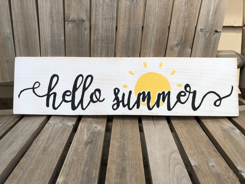 Rustic Hello Summer Sign / Sun Wall Sign / Summertime Home Etsy