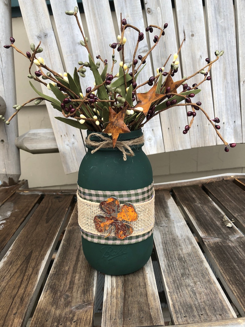 Irish Mason Jar / Irish Primitive Mason Jar / St Patricks Day Etsy