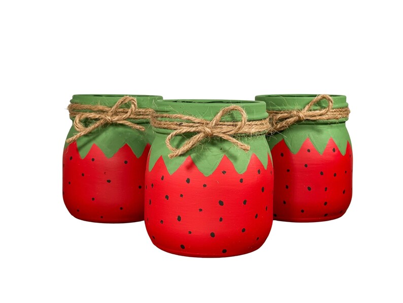 Strawberry Mason Jars / Strawberry Decor / Mason Jar Etsy