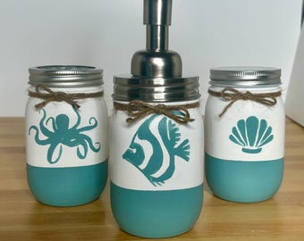 Ocean Mason Jar Bathroom Set