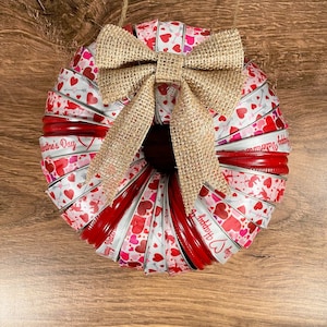 Valentine&#39;s Day Wreath / Valentine&#39;s Day Gift / Mason Jar Ring Wreath / Valentine&#39;s Wreath