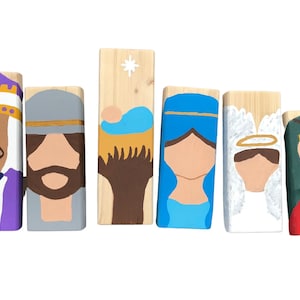 Nativity Wood Block Set / Nativity Wood Blocks / Wooden Nativity Set / Rustic Nativity