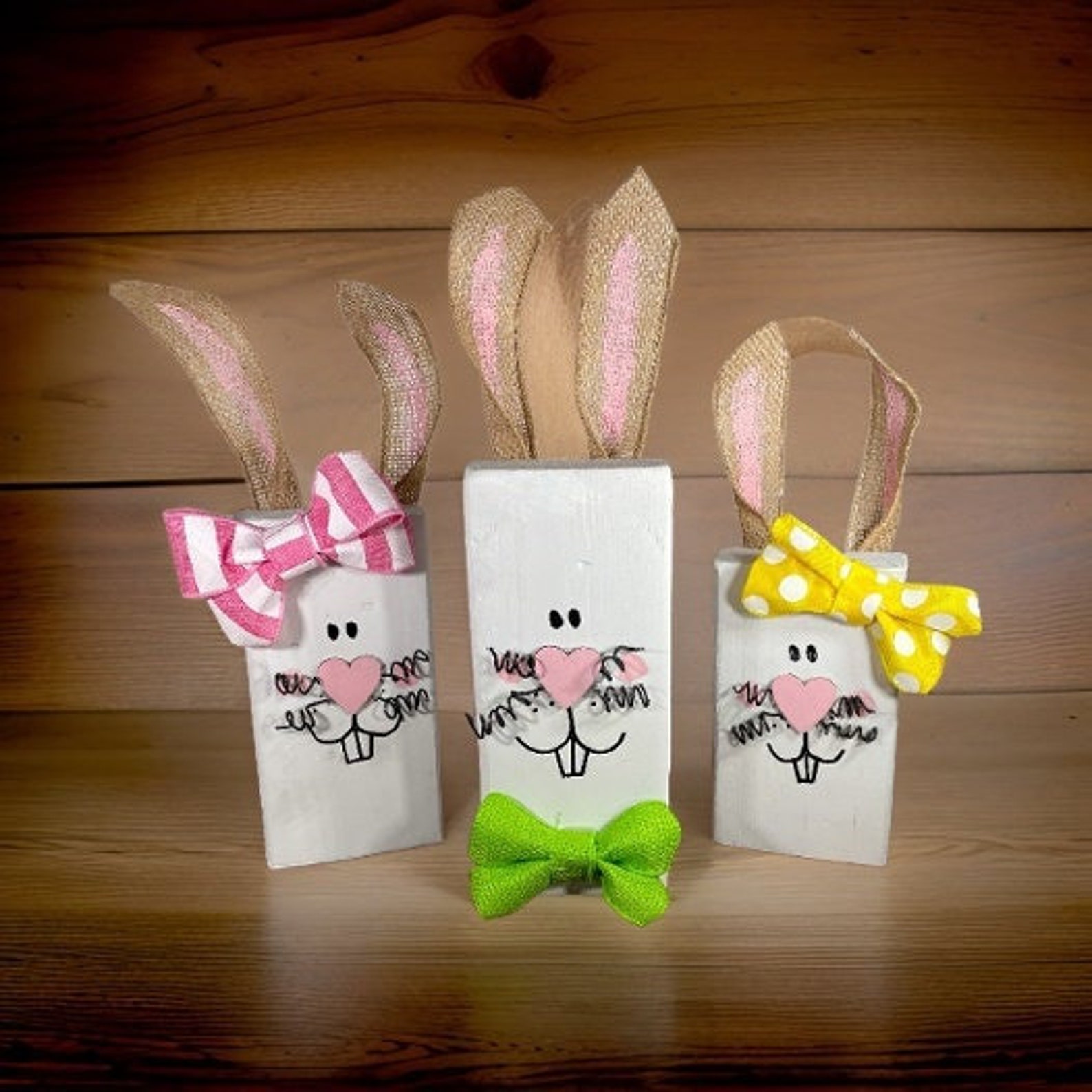 Block Rabbits Wood Bunny Wood Blocks / Easter Bunny Wood Blocks / Easter Decor / Shelf ...