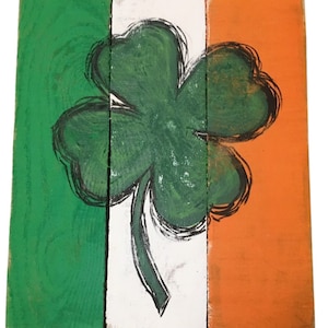 Placa de trevo irlandês / Decoração rústica para casa / Placa de trevo / Placa do dia de São Patrício
