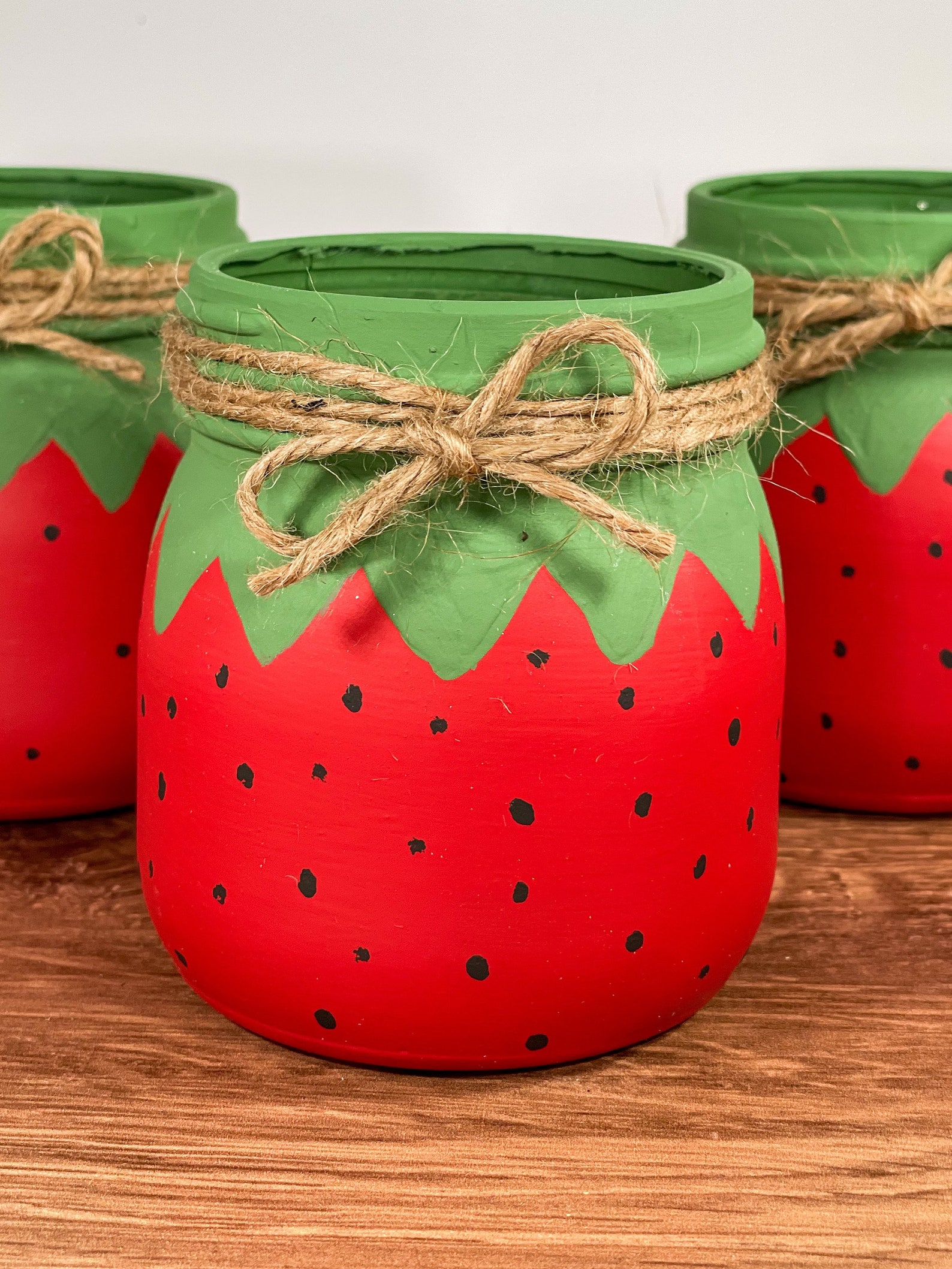 Strawberry Mason Jars / Strawberry Decor / Mason Jar Etsy