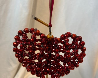 Vintage Radko Beaded Geometric Heart ornament