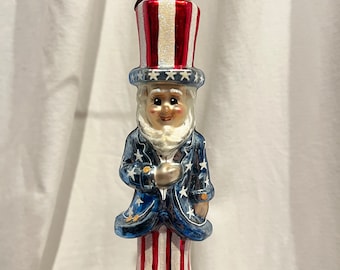 Vintage Radko Happy Patriotic Man with tall hat, Young Happy Patriotic Boy ornament