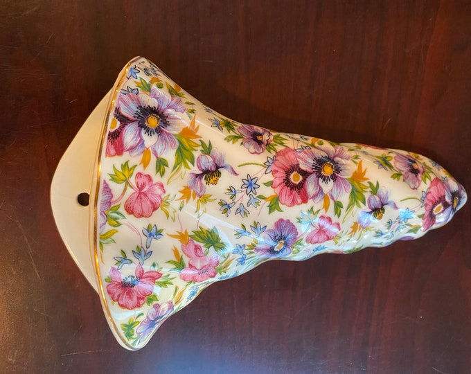 Vintage Wall Vase Hanging Ceramic Vase W/ Vivid Floral Pattern Etsy