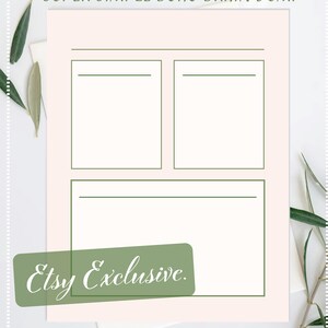 Op de afbeelding: Printbare brain dump planner met een boho-esthetiek. De planner heeft drie secties met lijnen om te schrijven. De tekst "Etsy Exclusive." staat in een groene box onderaan de pagina.