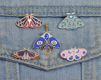 Color Moth Moon Star Collection Enamel Pin for Clothes, Bags, and Jewelry