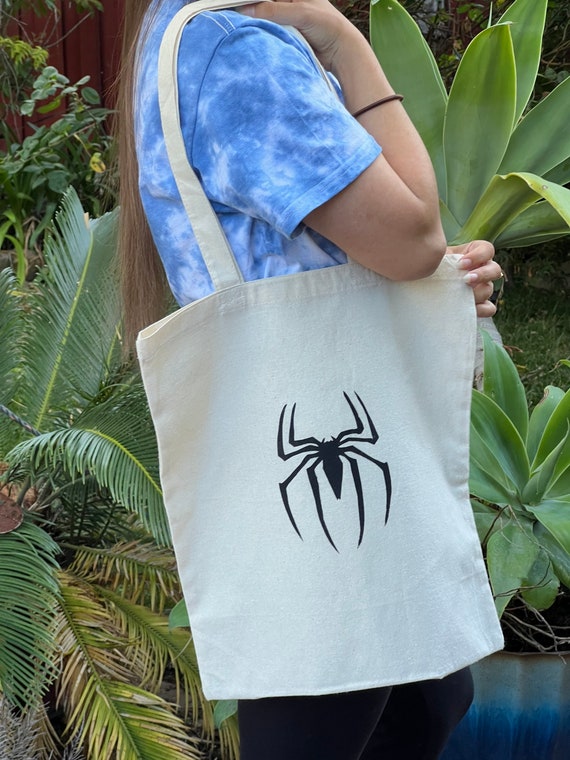 Eco Friendly Spider Print Tote Bag. Hand Printed. Screen Printed.