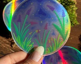 Holographic Lupine Sticker: Spring Floral Vinyl Decal