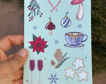 Winter Holiday Sticker Sheet: Cozy Christmas Scrapbooking Stickers