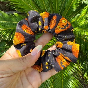 Halloween Scrunchies: Pumpkin & Black Cat - Spooky Season Hair Accessories