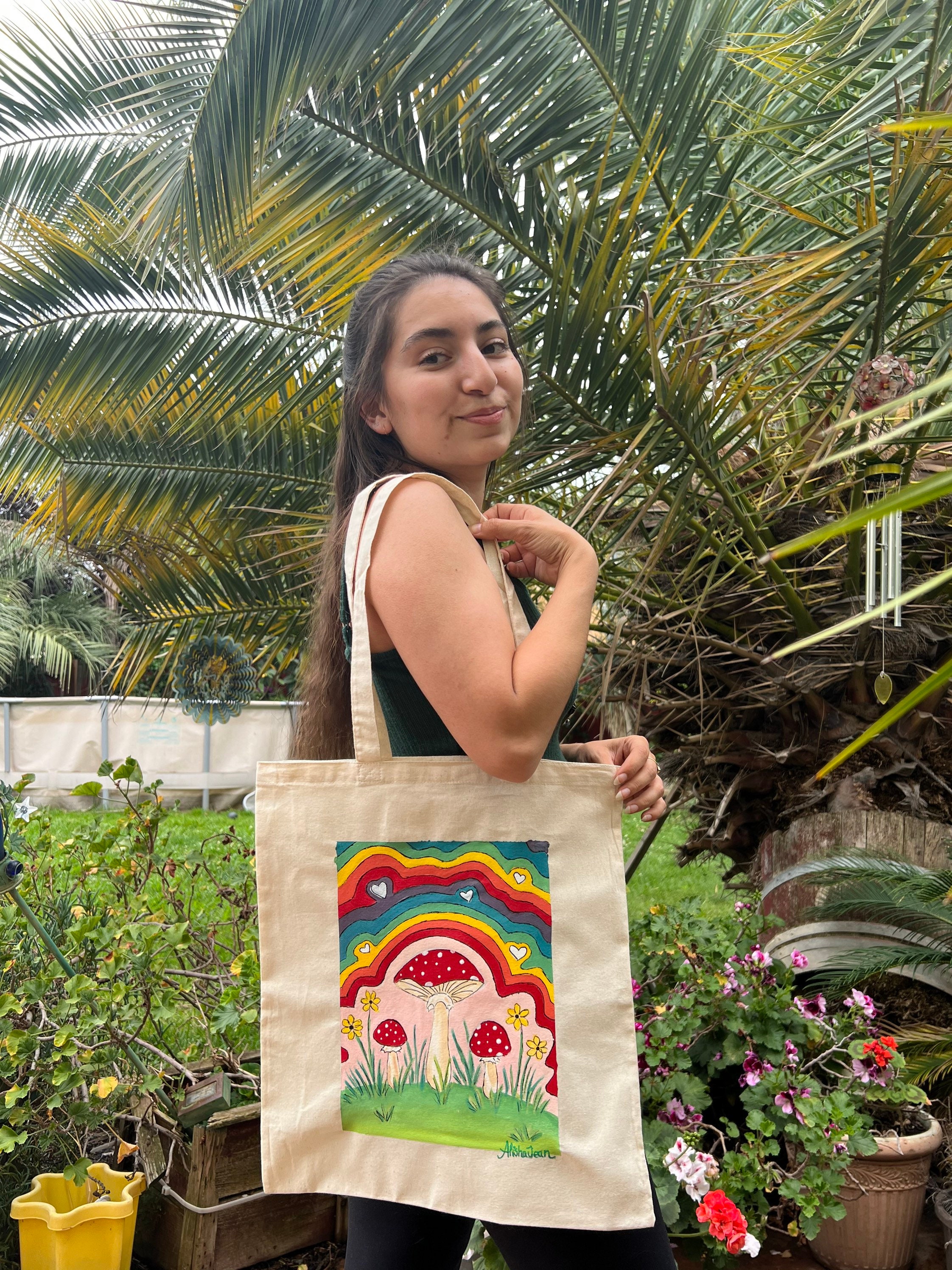 Custom Hand-painted Oil Slick Bag / Trippy Rainbow Handbag 