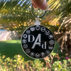 Dad Keychain / Superhero Keychain / Comic Keychain / Father’s Day Keychain / Father’s Day Gift / Dad Gift / Husband Gift / Grandpa Keychain