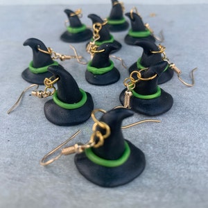 Magical Witch Hat Earrings – Handcrafted Witchy dangle earrings. Halloween Earrings. Handmade Earrings.