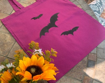 Halloween Bat Tote Bag: Screen Printed Candy Bag