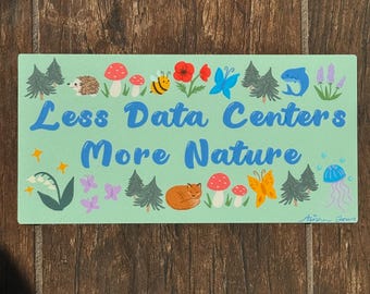 Menos centros de datos, más naturaleza: pegatina ambiental para coches / pegatina anti-IA / pegatina para amantes de la naturaleza
