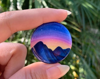 Moody Mountains Pin Button: Nature Adventure Enamel Pin