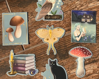 Magical Green Dark Academia Stickers - Perfect for Nature Lovers"