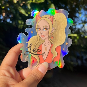 Holographic Leo Sticker – Shimmering Zodiac Design with Lion, Stars & Bold Royal Vibes / Celestial Astrology Sticker / Zodiac Sticker /