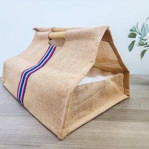 Jute Casserole  Carrier Tote with pockets