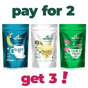 Set of 3 Herbal Teas - Pay for 2 and Get 3! Herbal Teas for your wellness (Sleep Tea, Calm and Relax Tea, Focus and Concentration Tea)
