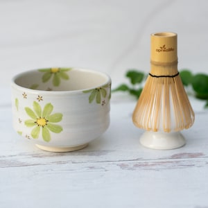 Handcrafted Ceramic Matcha Set - Japanese Matcha Bowl, Bamboo Matcha Whisk and Whisk Holder - Handcrafted Matcha Cup, Chasen