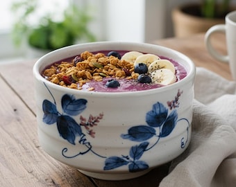 Bol de cerámica japonesa de 414 ml / Bol para guarnición / Bol para cereales / Bol para helado / Bol para aperitivos / Bol hecho a mano en Japón