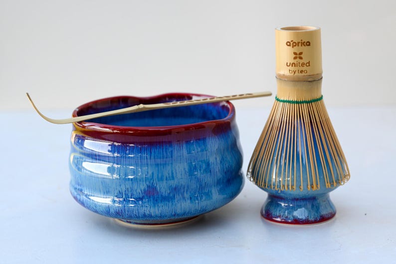 Blue Ceramic Matcha Tea Set - Thumbnail 4