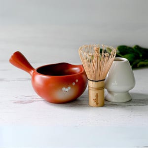 Ceramic Matcha Set - Japanese Matcha Bowl, Bamboo Matcha Whisk, Whisk Holder - Handcrafted Matcha Cup, 100 Prongs Chasen, Mother&#39;s Day Gift