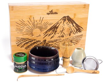 Matcha Gift Set with Ceremonial Organic Matcha Green Tea Powder from Japan - Handmade Matcha Green Tea Starter Kit