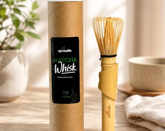 Compact Bamboo Matcha Whisk, Dense Prong Chasen for Small Bowls, Matcha Tea Whisk with Bamboo Rest