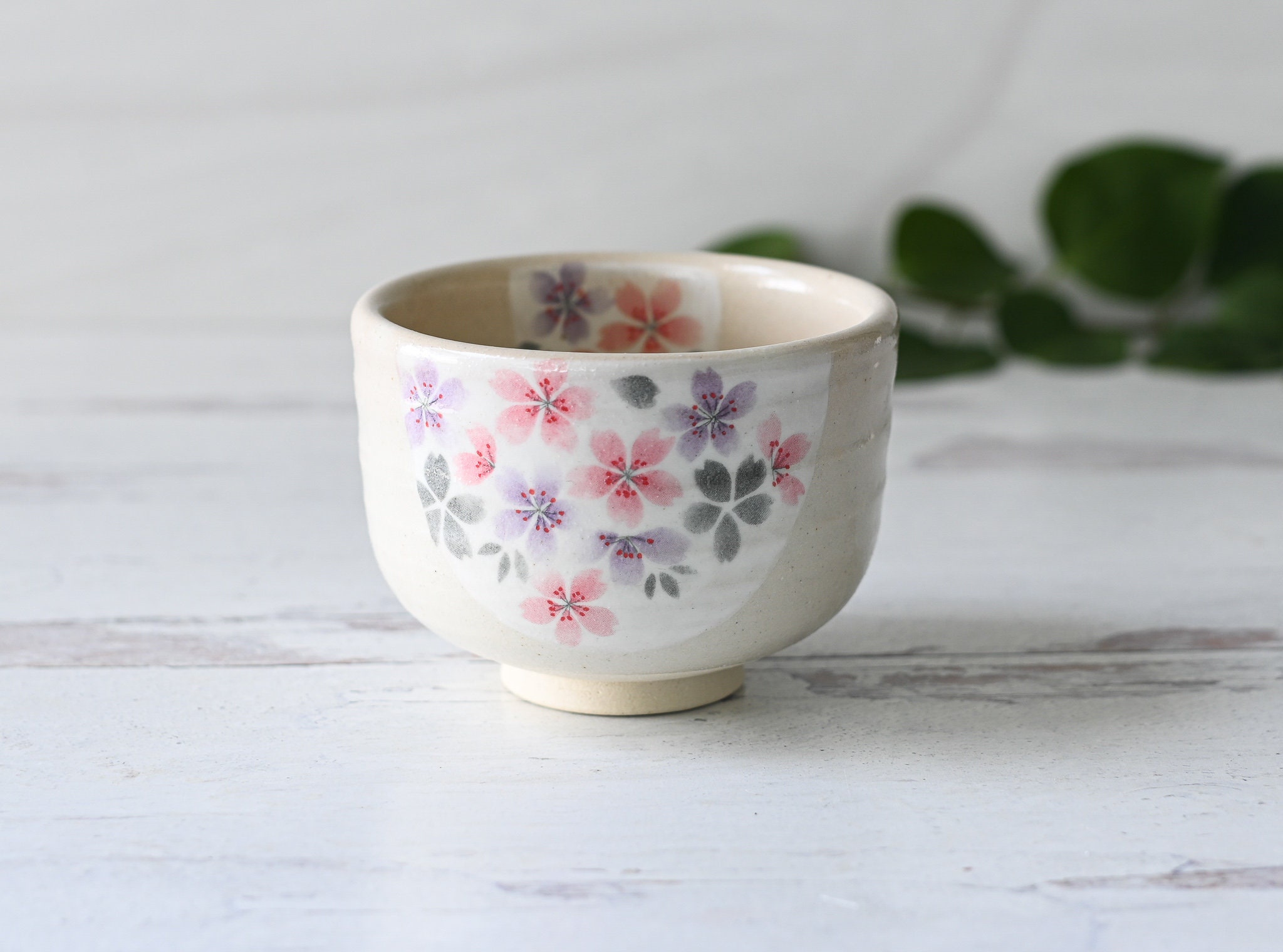 Handcrafted Manyou-sakura Ceramic Matcha Set: Japanese