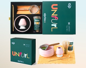 Ceremonial Matcha Starter Kit, Pink Matcha Bowl & Whisk Set, The Perfect Matcha Kit for Japanese Matcha Green Tea Powder, Christmas Gift