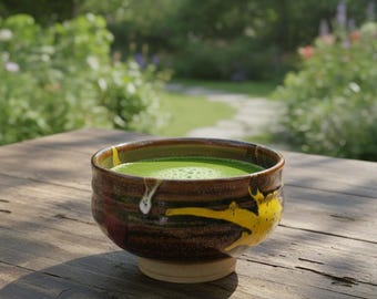 Handmade Matcha Brown Ribbed Bowl 4-Piece or 5-Piece Set | Matcha Gift Set