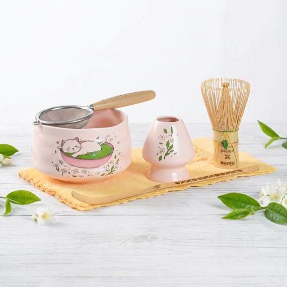TASSE CHAT KAWAII - ROSE - Support Chat et Cuillère - Maison