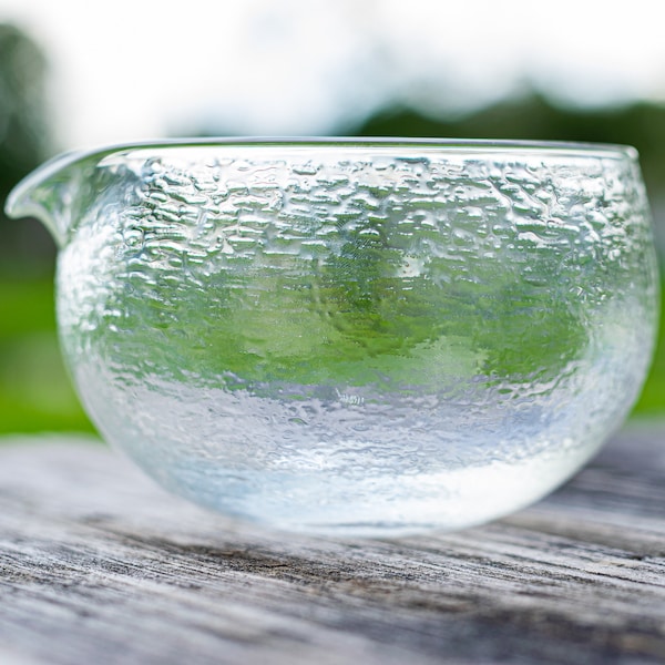 Glass Matcha Bowl with Spout - Spouted Matcha Bowl - Clear Chawan, Mother's Day Gift