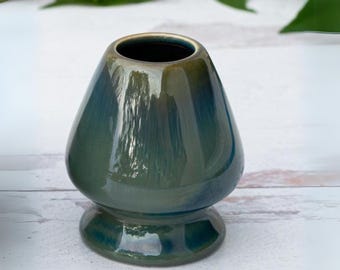 Suporte para batedor de matcha em cerâmica azul - Suporte Chasen - Cerimônia do chá japonesa