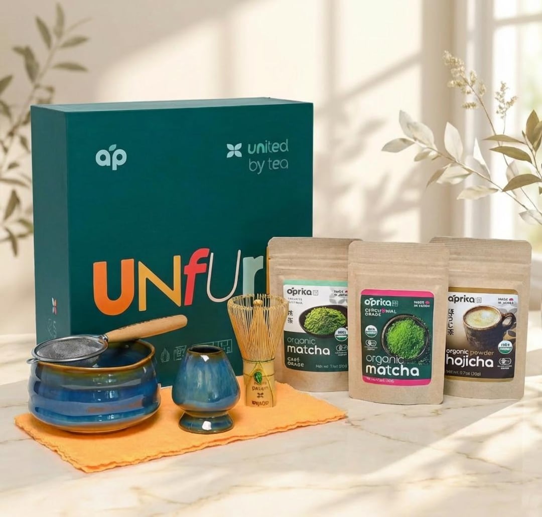 抹茶ボウルセット（茶葉3種類付き、ギフトボックス入り） – 茶筅、茶杓