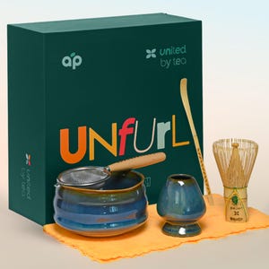 Ceremonial Matcha Starter Kit, Blue Matcha Bowl & Whisk Set, The Perfect Matcha Kit for Japanese Matcha Green Tea Powder, Christmas Gift