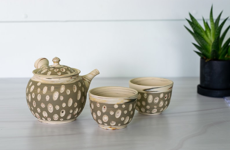 Handcrafted Tokoname Clay Japanese Tea Set - Thumbnail 4