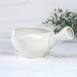 Handmade Ceramic White Matcha Bowl with Spout and Handle- Spouted Matcha Bowl - Japanese Chawan, Mother&#39;s Day Gift