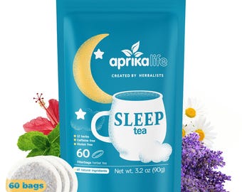 Bolsitas de té para dormir: mezcla relajante de hierbas para la hora de dormir con 12 ingredientes naturales / 60 unidades