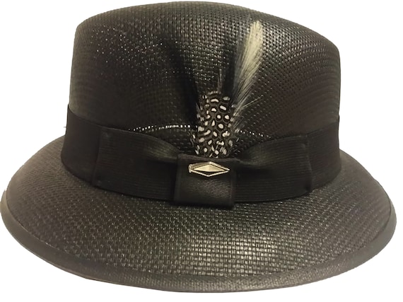 Mens Black Lowrider hat Derby Fedora